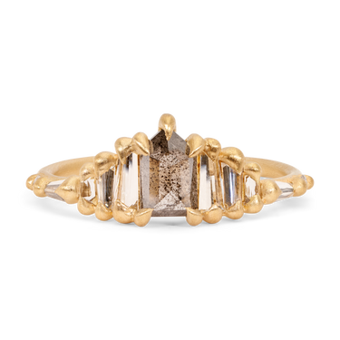 Grey Diamond Half Hex Shard Ring - Made to Order